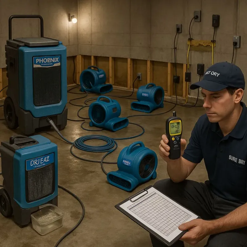 Structural Drying and Dehumidification process in Chase City, VA